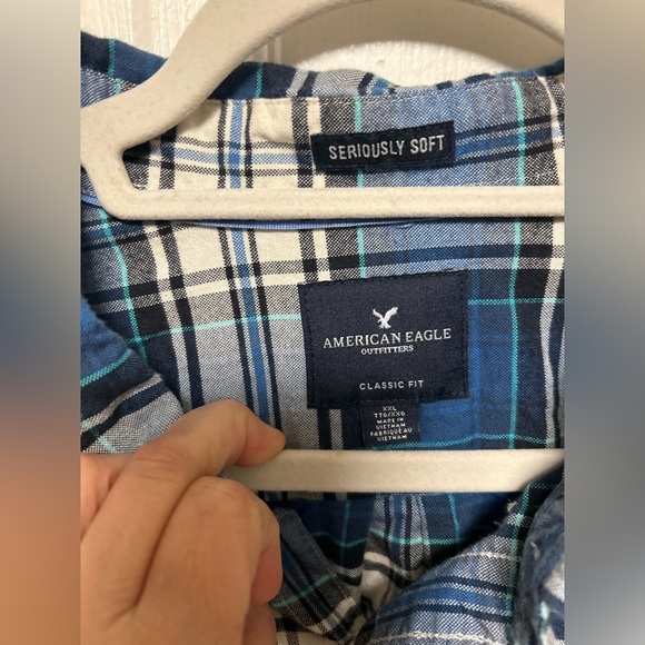 Men's American Eagle Classic Fit Plaid Long Sleeve Button Down Shirt Size XXL - Picture 2 of 10